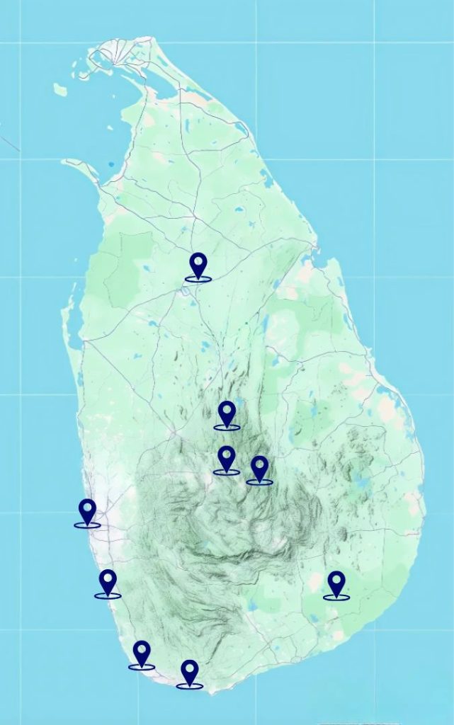 12-Day Grand Sri Lanka Discovery Tour Map